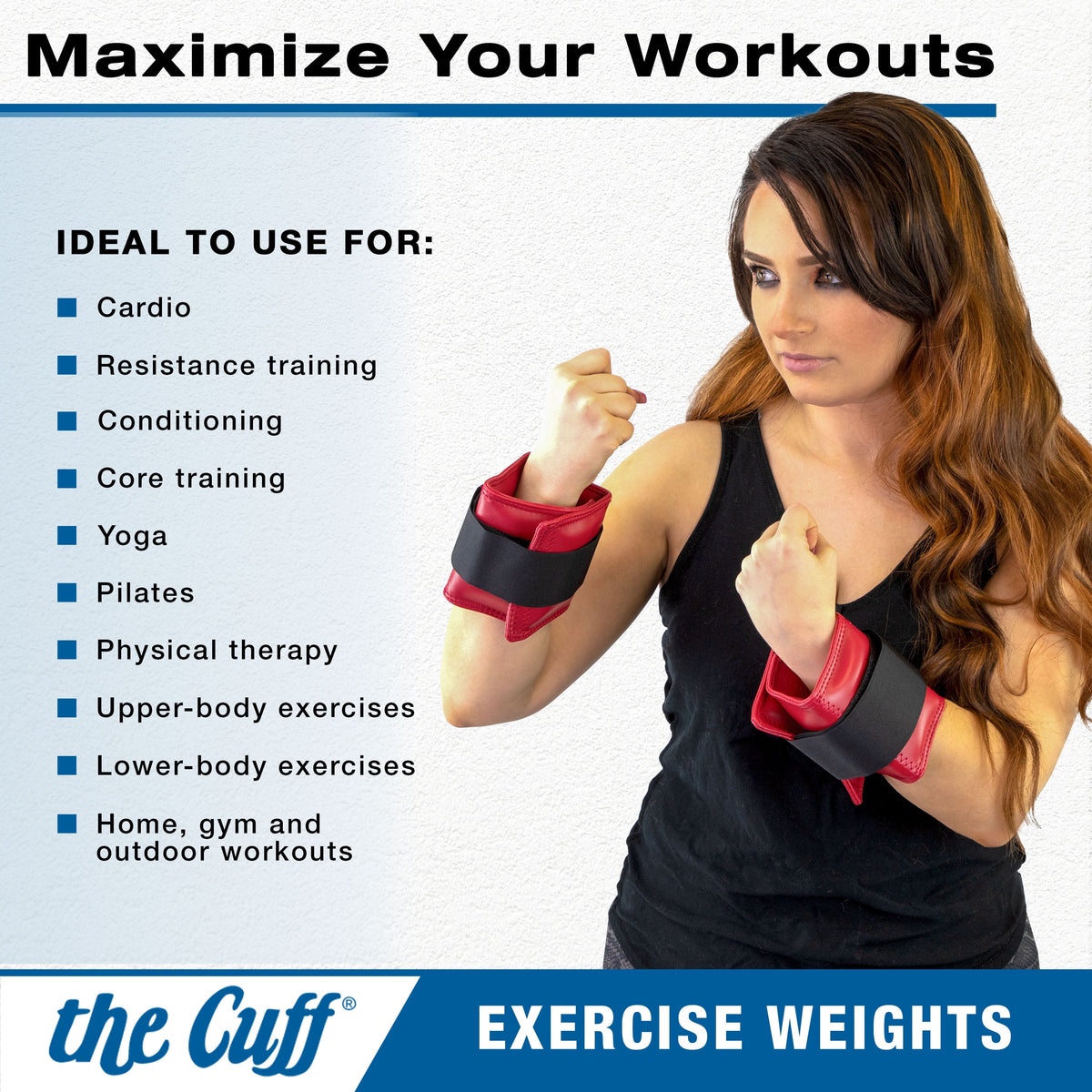 The Cuff Original Adjustable Ankle and Wrist Weight for Yoga, Dance, Running, Cardio, Aerobics, Toning, and Physical Therapy. 2.5 Lb - Red