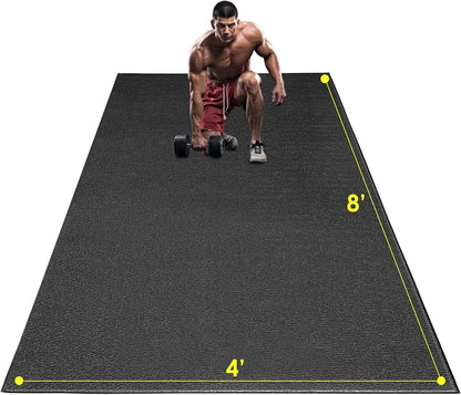 Large Exercise Mat, 8' X 4'X 1/4" Extra Durable Workout Mats for Home Gym Flo...
