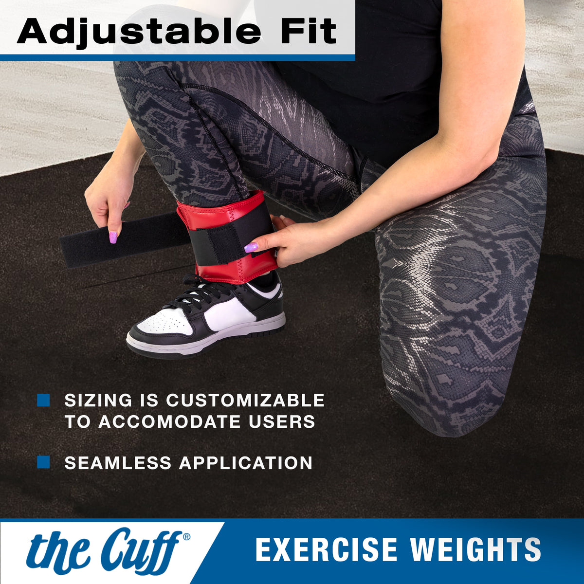 The Cuff Original Adjustable Ankle and Wrist Weight for Yoga, Dance, Running, Cardio, Aerobics, Toning, and Physical Therapy. 2.5 Lb - Red