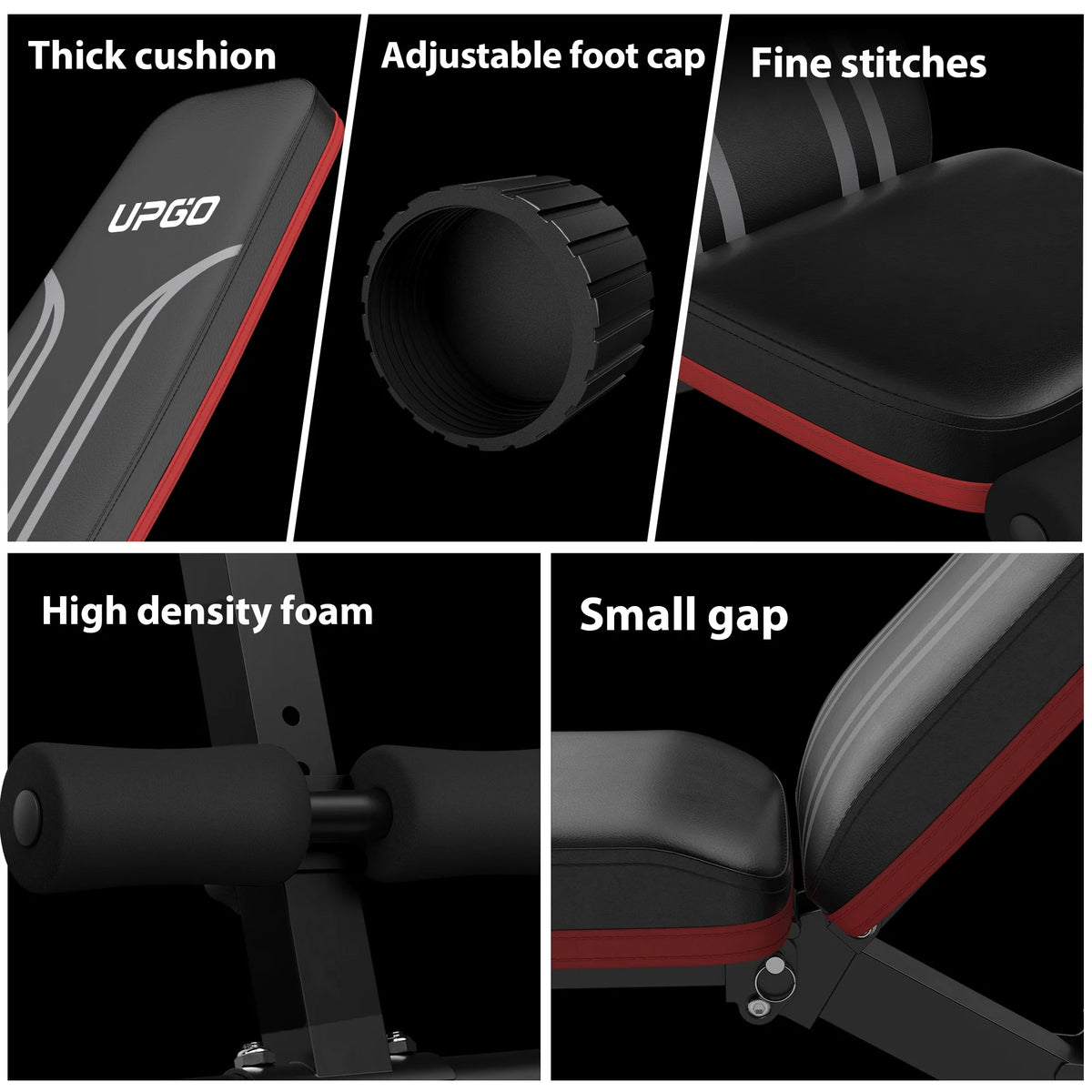 Adjustable Folding Weight Bench for Home Gym, Includes Resistance Bands