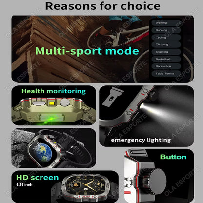 Original Men Smartwatch Flashlight Bluetooth Call Fitness Clock IP68 Waterproof Sports Men for Xiaomi Android Smart Watch 2024